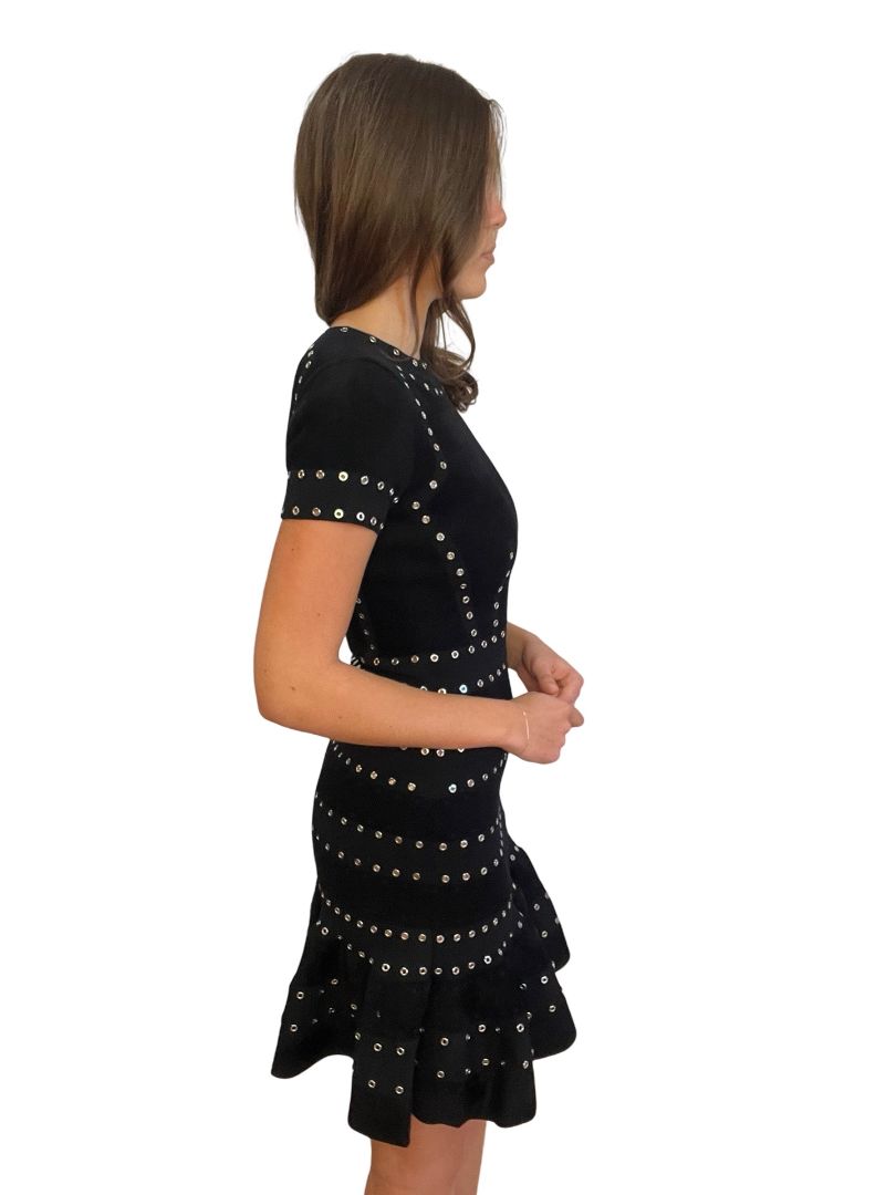 Alexander McQueen Black Fleece Eyelet Dress. Size: S