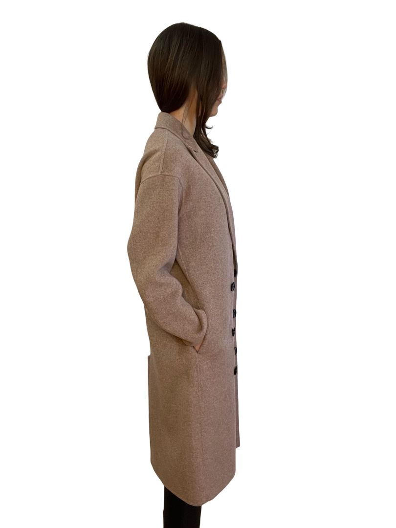 Husk Beige Wool Coat. Size: S