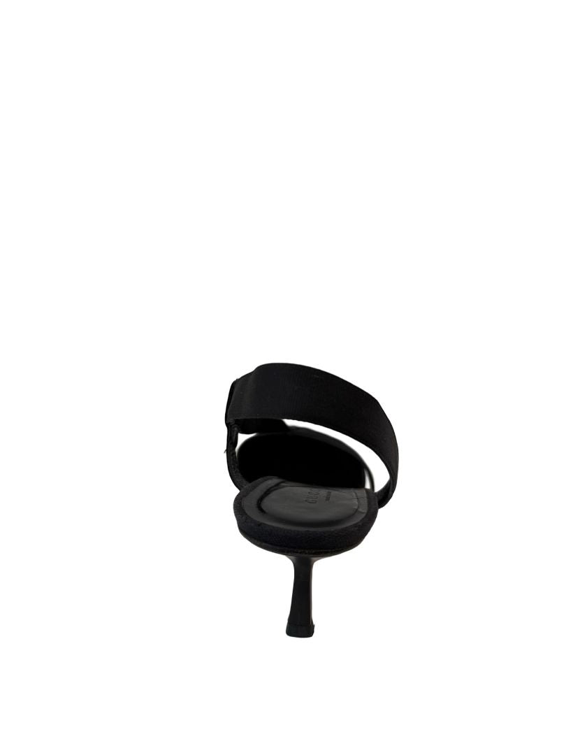 Gucci Black Cloth Slingback Kitten Heels. Size: 41 C