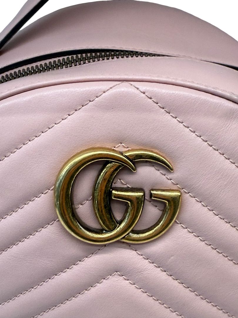 Gucci Pink GG Marmont Baby Backpack.