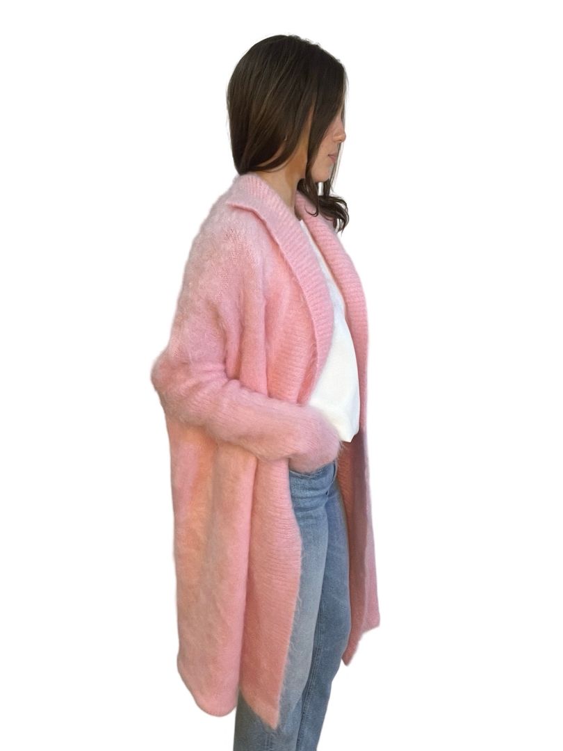 Scanlan Theodore Brushed Pink Mohair Cardigan. Size: 3