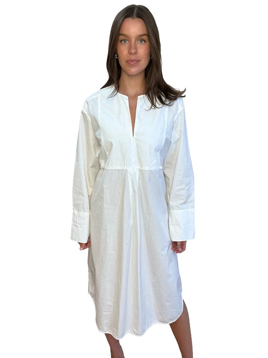 Toteme White Cotton Bib Shirt Dress. Size: 34