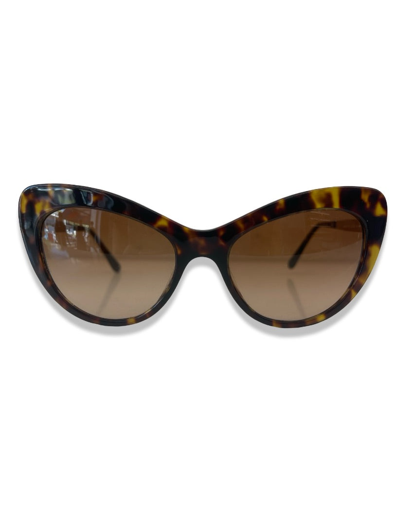 Dolce & Gabbana Brown Tortoiseshell Cat Eye Sunglasses.