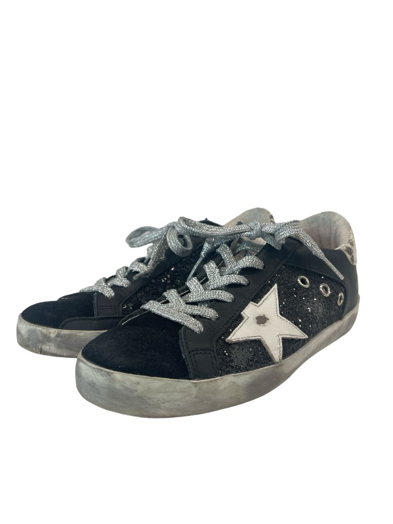 Golden Goose Black Super-Star Sneakers. Size: 36