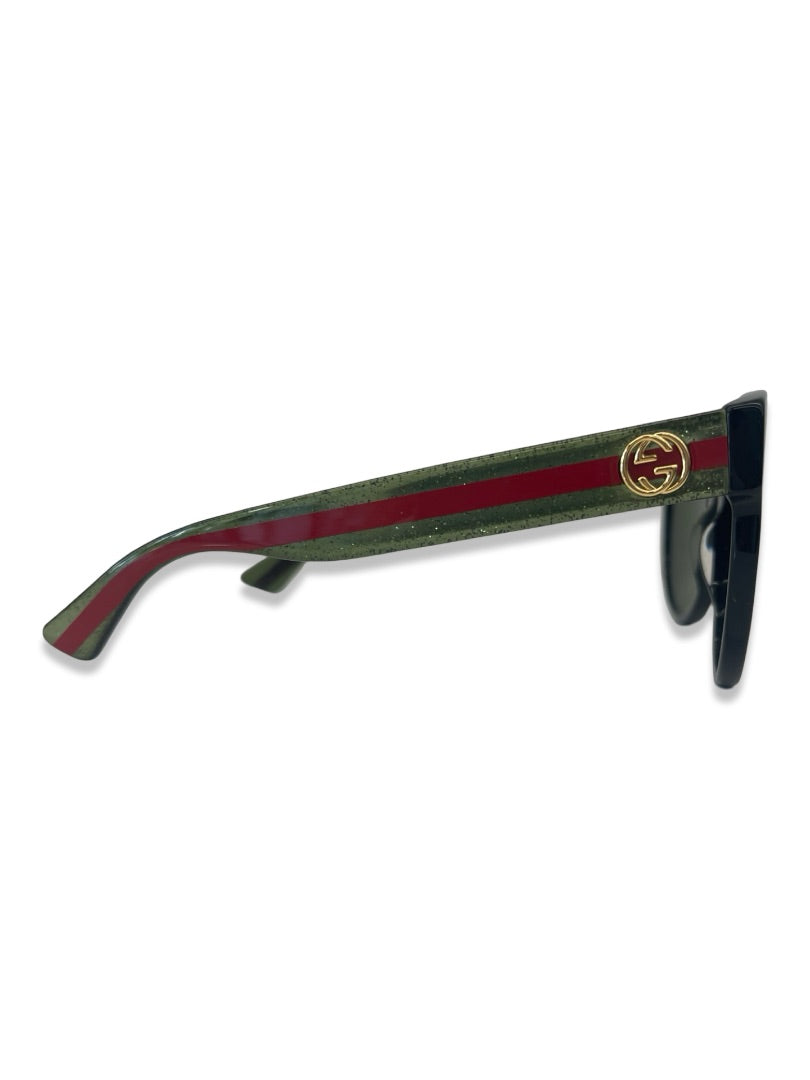 Gucci Black Sunglasses w/ Gucci Stripe.