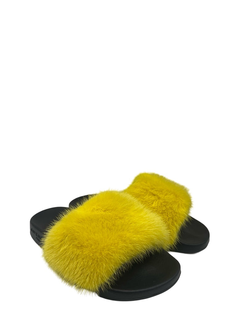 Givenchy Yellow Mink Slides. Size: 35