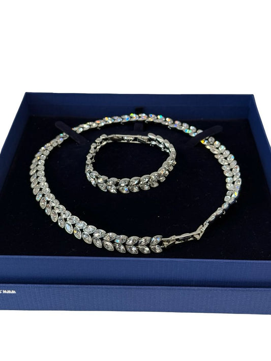 Swarovski Silver Leaf Drop Bracelet / Choker Set. Size: Small