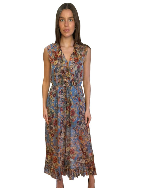 Zimmermann Blue / Multi-Colour Lovelorn Frill Jumpsuit. Size: 1