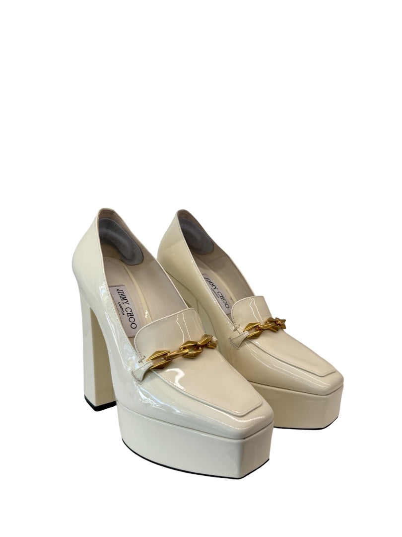 Jimmy Choo Off-White Diamond Tilda 140mm Pumps. Size: 39