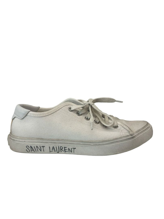 Saint Laurent White Malibu Lace-Up Sneaker. Size: 36