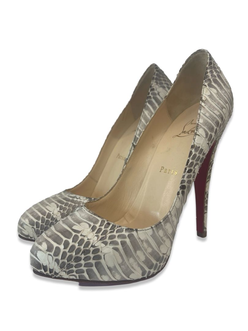 Christian Louboutin Snakeskin-Effect Heels Size: 38.5