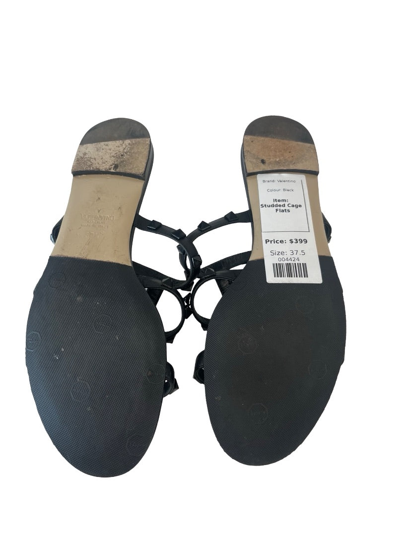 Valentino Black Studded Cage Flats. Size: 37.5