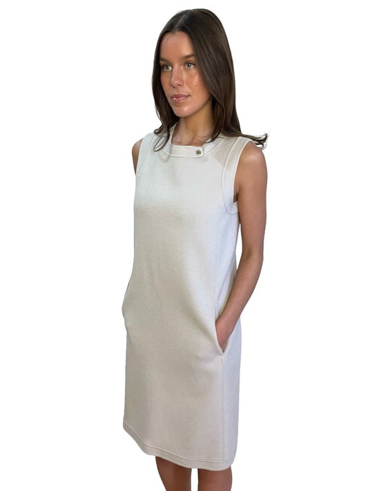 MaxMara Studio Ivory Angora / Wool Sleeveless Dress. Size: 14