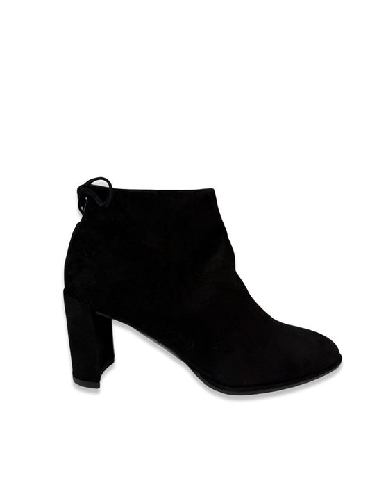 Stuart Weitzman Black Suede Block Heel Ankle Boots. Size: 38