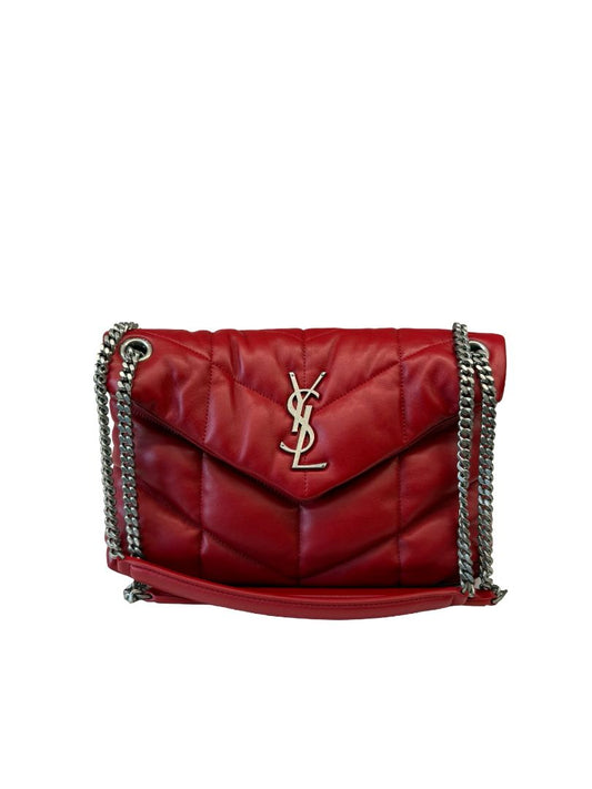 Yves Saint Laurent Red Quilted Loulou Lambskin Bag