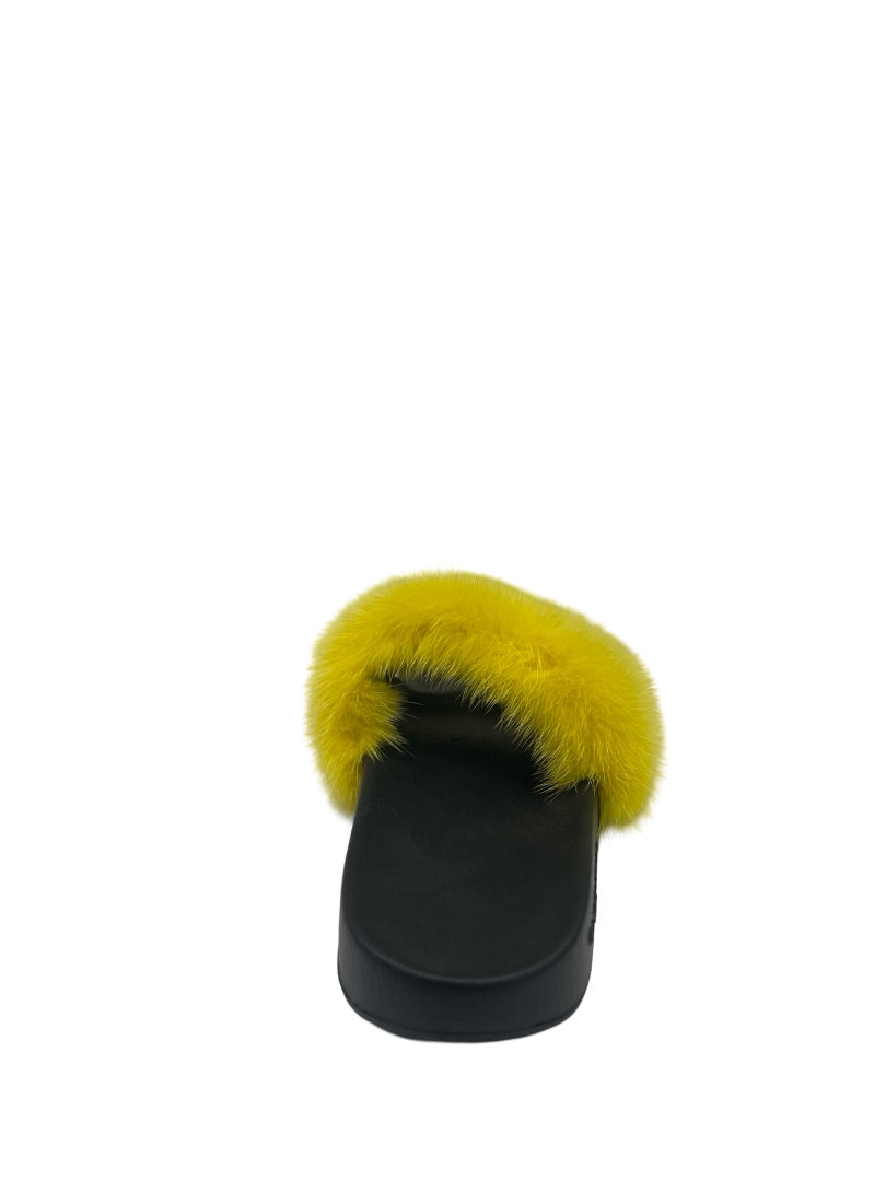 Givenchy Yellow Mink Slides. Size: 35