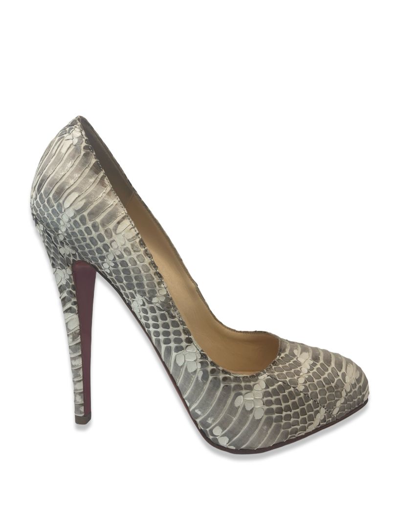 Christian Louboutin Snakeskin-Effect Heels Size: 38.5