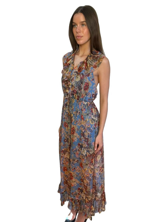 Zimmermann Blue / Multi-Colour Lovelorn Frill Jumpsuit. Size: 1
