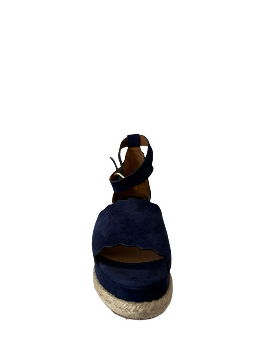 Chloe Navy Suede Platform Wedges. Size: 36
