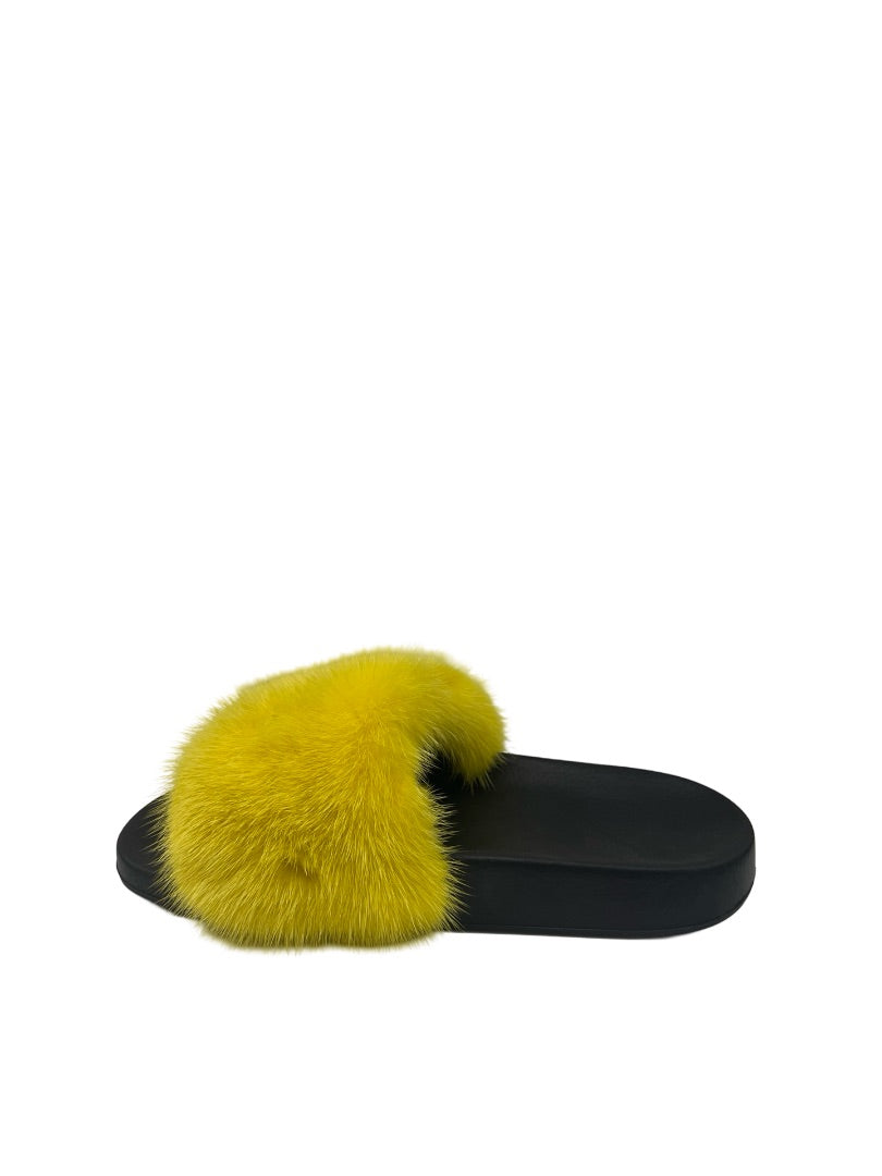 Givenchy Yellow Mink Slides. Size: 35