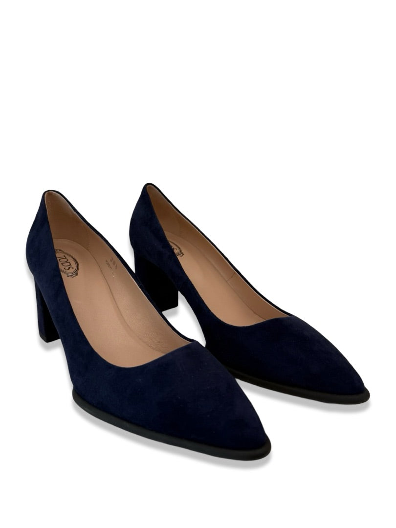 Tod's Navy Suede Block Heels. Size: 39.5