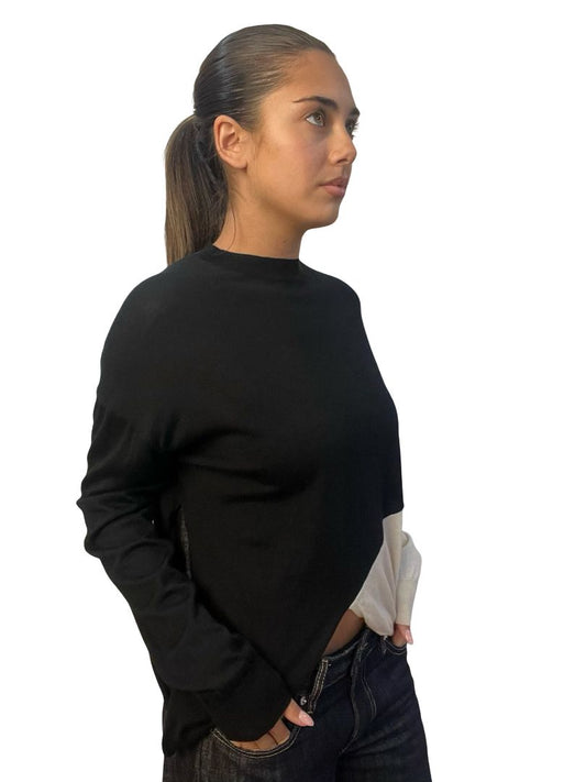 Celine Black / Cream Two Tone Knit Long Sleeve. Size: XS
