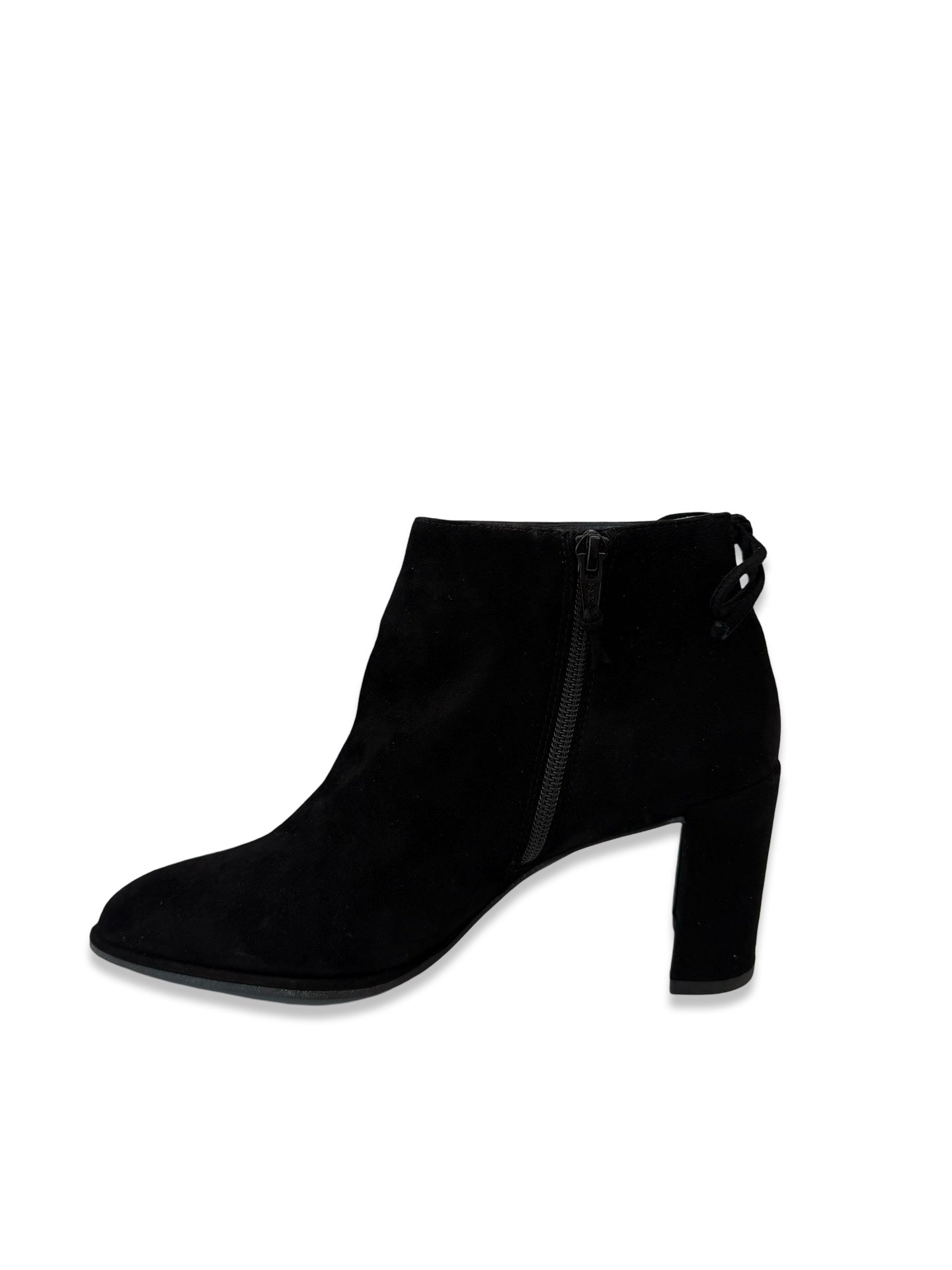 Stuart Weitzman Black Suede Block Heel Ankle Boots. Size: 38