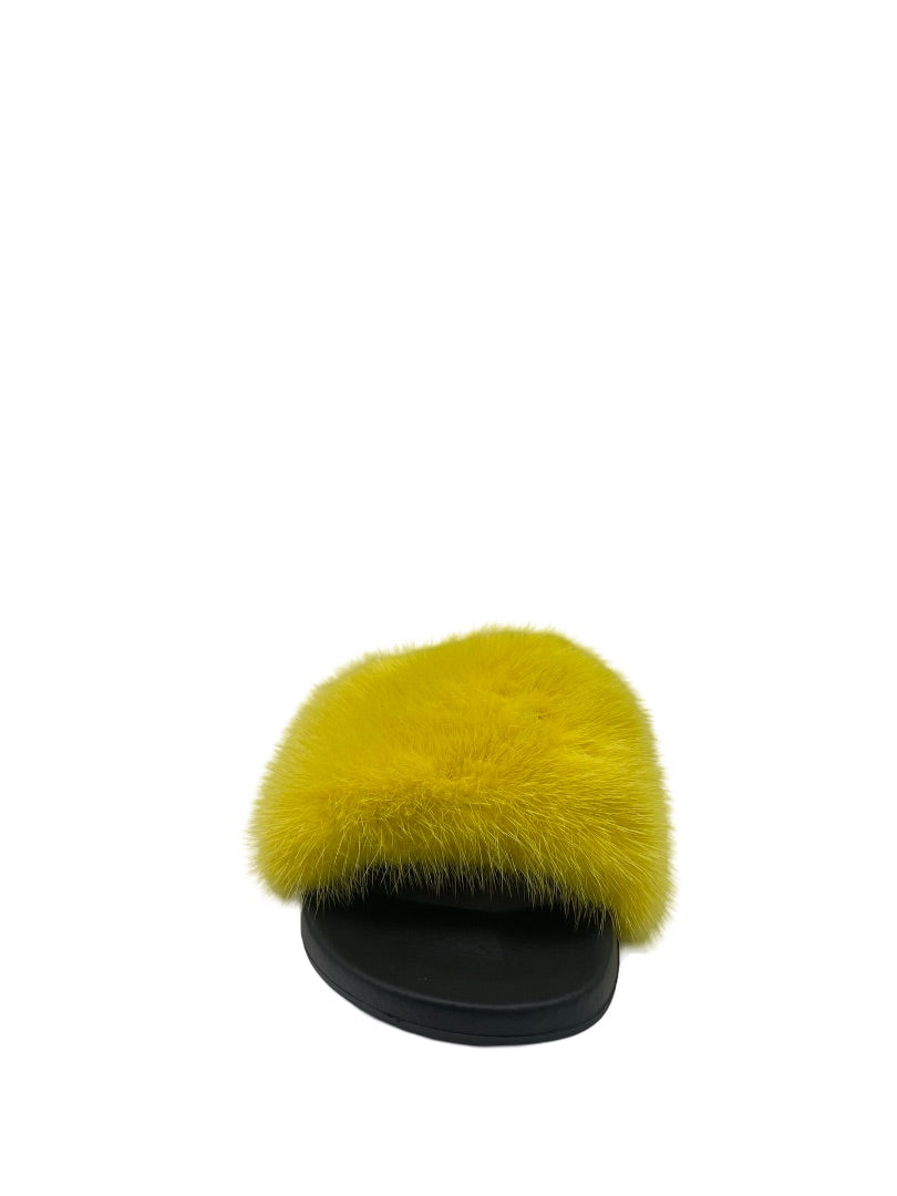 Givenchy Yellow Mink Slides. Size: 35