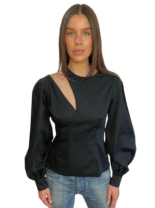 Safiyaa Black Layered Cotton Top. Size: UK 10