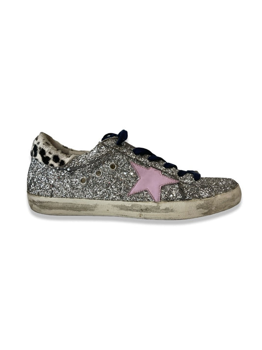 Golden Goose Silver Glitter Sneaker. Size: 40