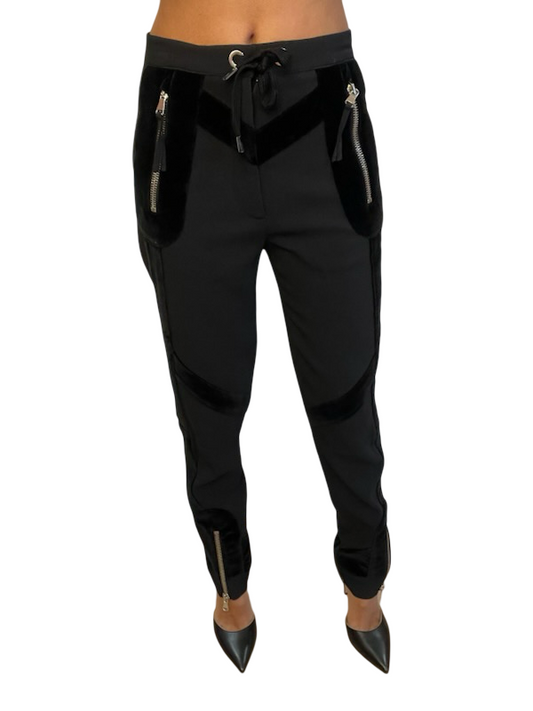 Altuzarra Black Velvet Zip Pants. Size: 38