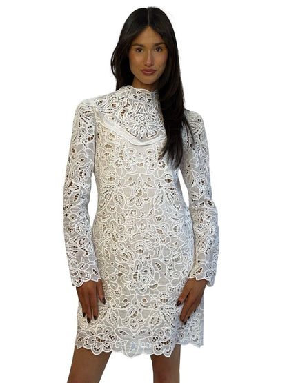 Isabel Marant White Daphne Embroidered Dress. Size: 38
