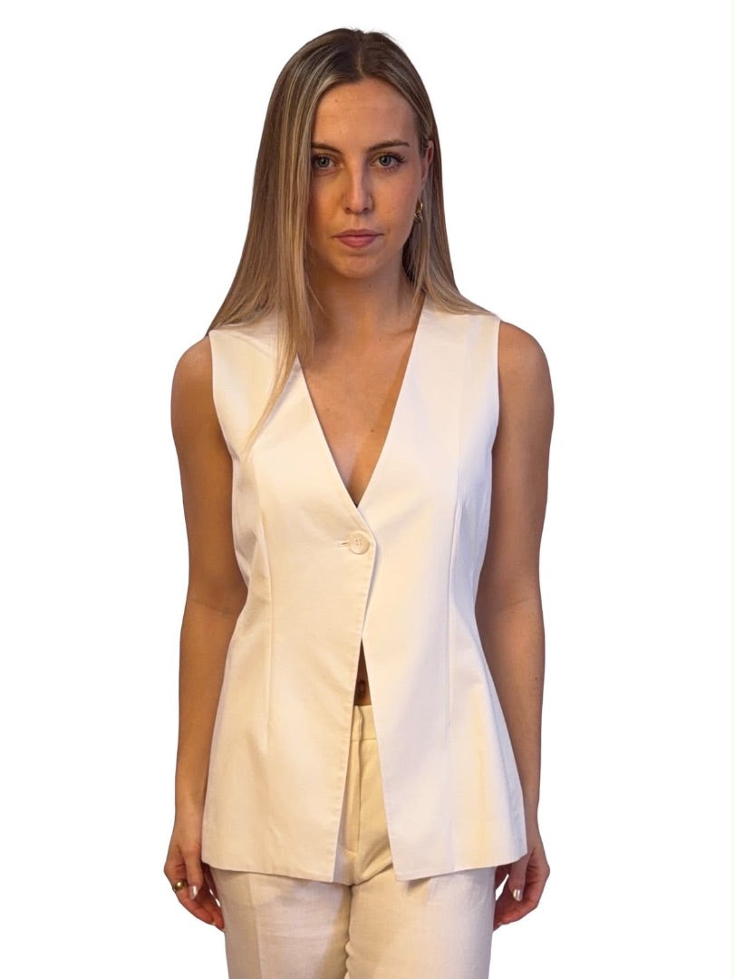 Derek Lam 10 Crosby White Loose Cotton Vest. Size: 8
