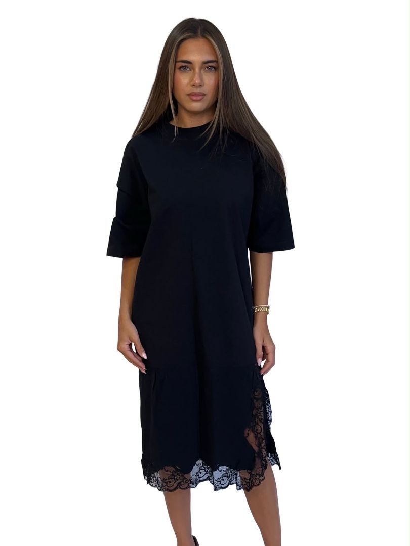 Balenciaga Black Lace Bottom Inside Out T Shirt Dress. Size: S