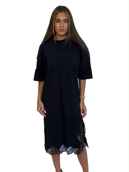 Balenciaga Black Lace Bottom Inside Out T Shirt Dress. Size: S