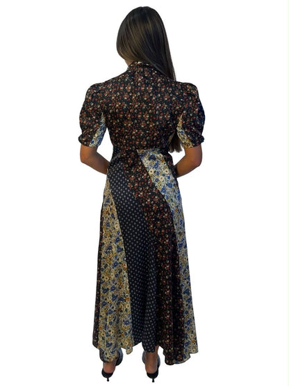 Sandro Multi-Colour Tri Print Maxi Dress. Size: XS