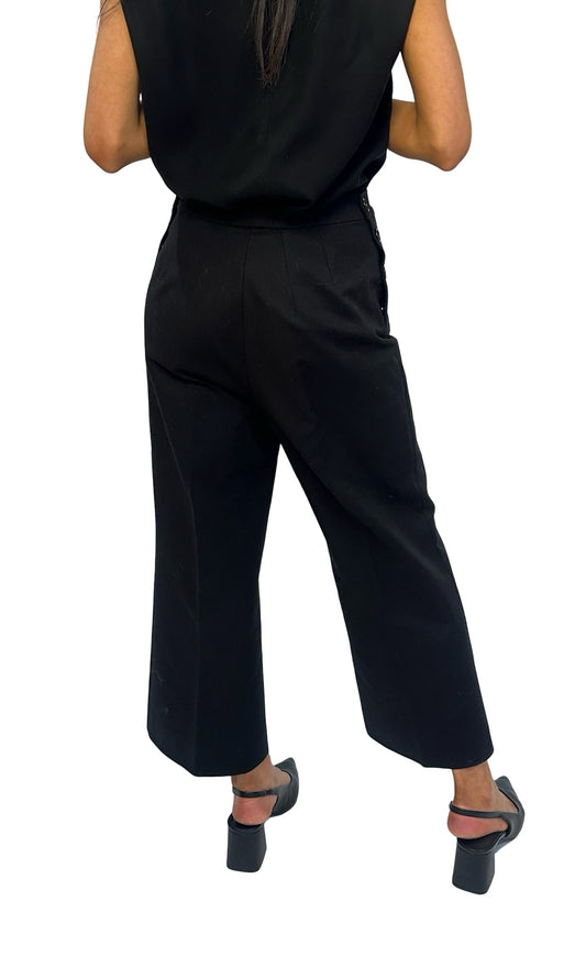 SportMax Black Buttoned Pocket Cotton Trouser. Size: 10