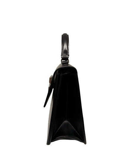 Off-White Black Leather ‘Cut Here’ Top Handle Crossbody Bag.