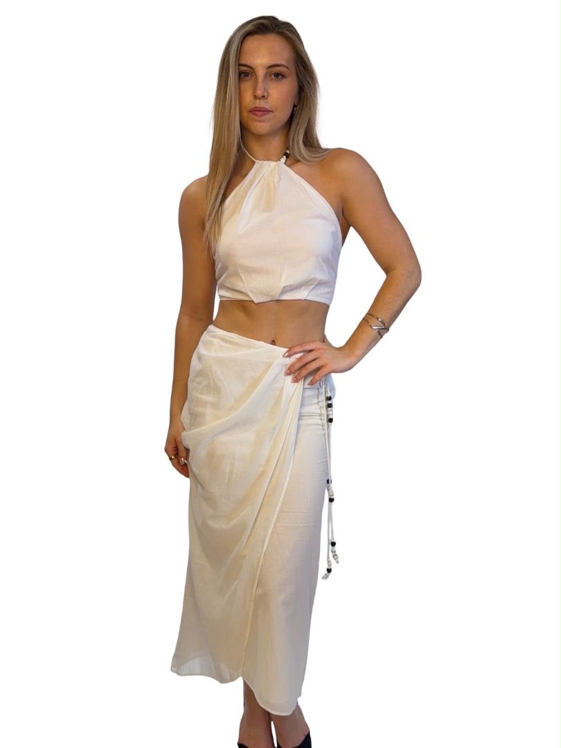 Sir The Label White 'Azura' Halter Top / Skirt Set. Size: 0-1