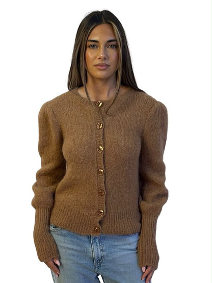 byTiMo Tan Knit Cardigan w/ Ribbed Sleeves. Size: S