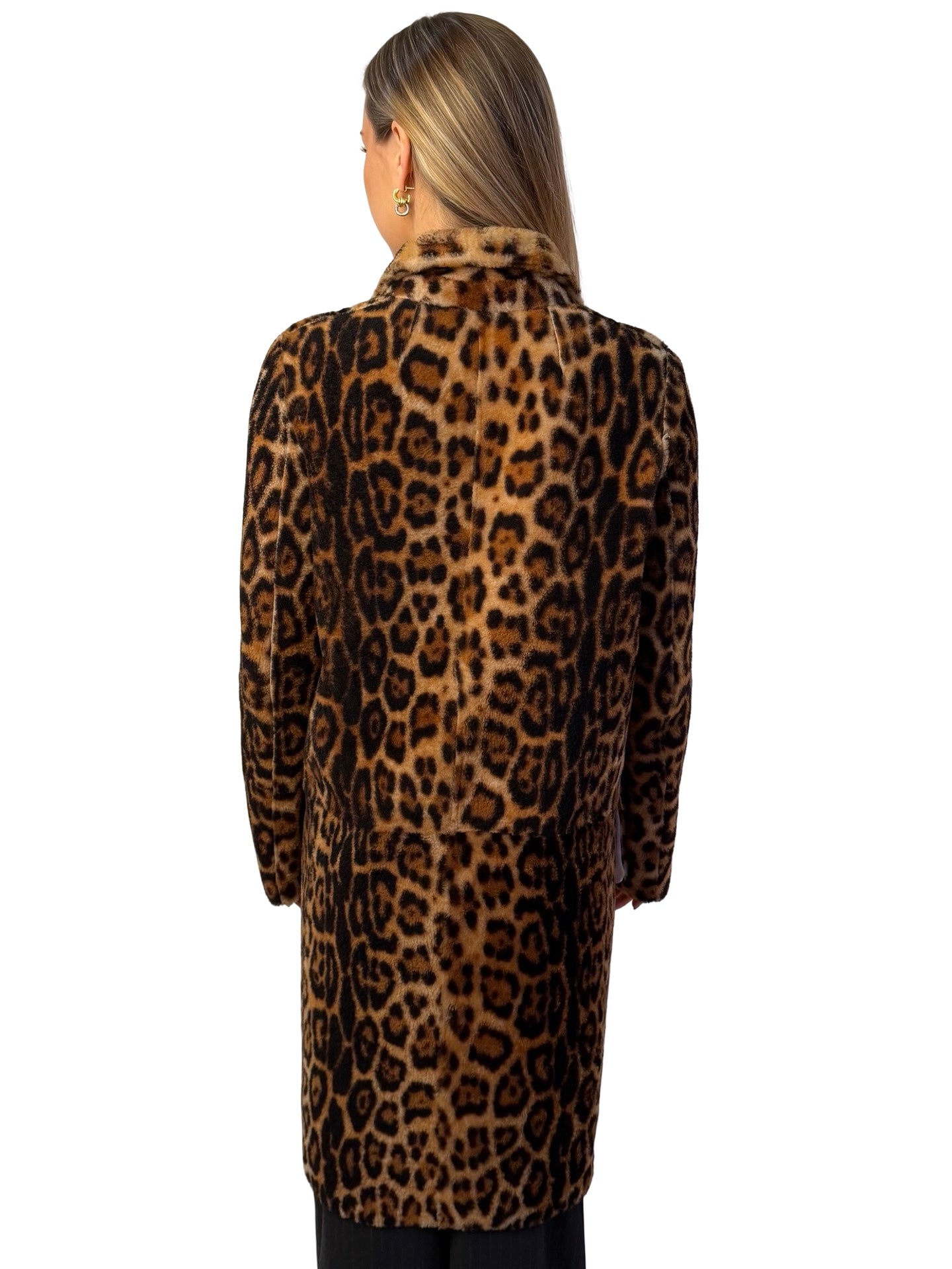 Yves Salomon Leopard Reversible Lamb Leather Coat. Size: 36