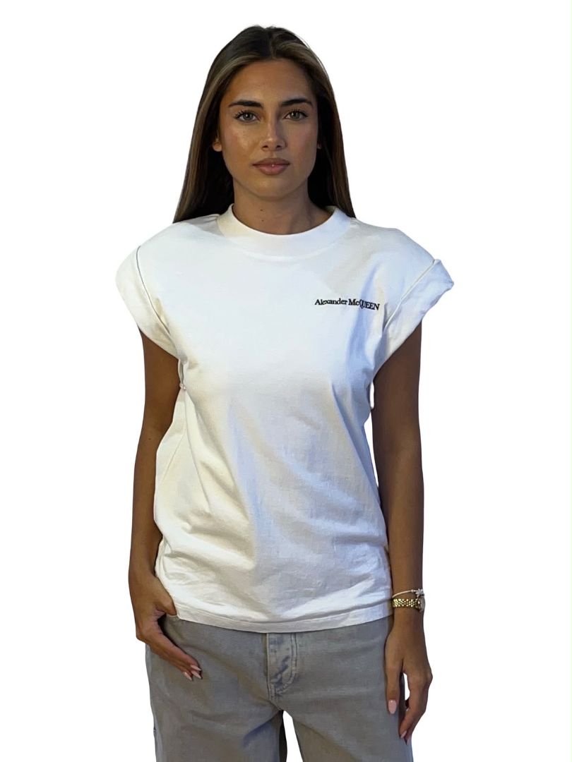Alexander McQueen White Shoulder Pad Muscle Top. Size: S