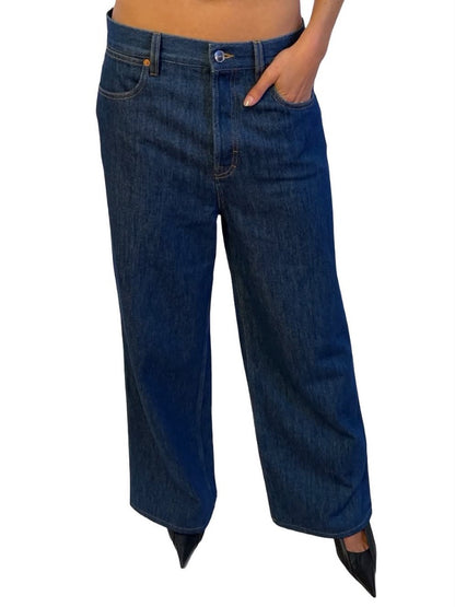 Gucci Dark Blue Wide Leg High Waisted Jeans. Size: 27