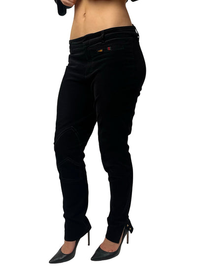 Gucci Black Velvet Patch Work Trouser W Ankle Button Closure. Size: 42