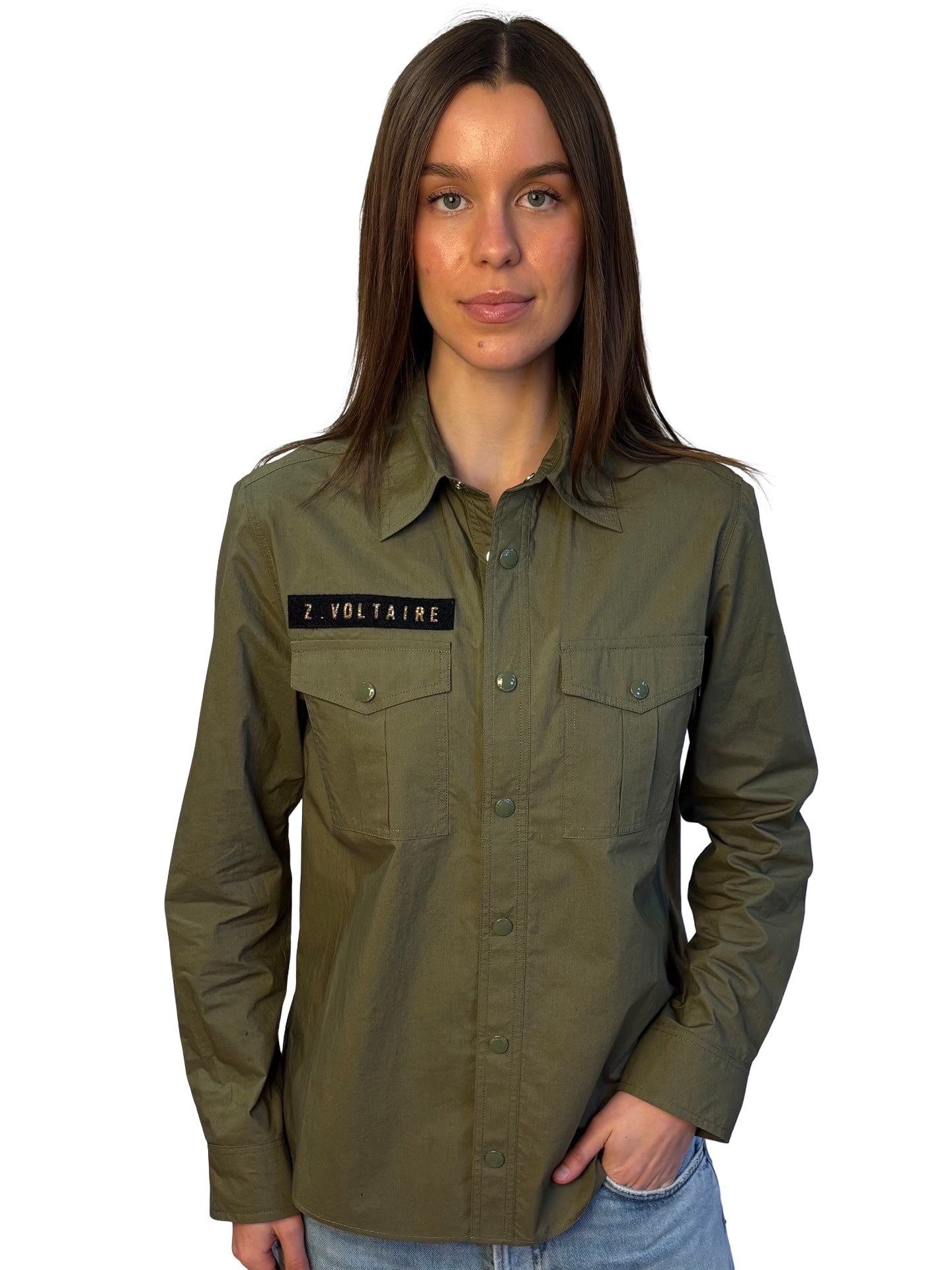 Zadig & Voltaire Khaki Cotton Pocketed Shirt. Size: L