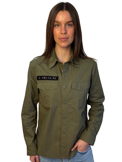 Zadig & Voltaire Khaki Cotton Pocketed Shirt. Size: L