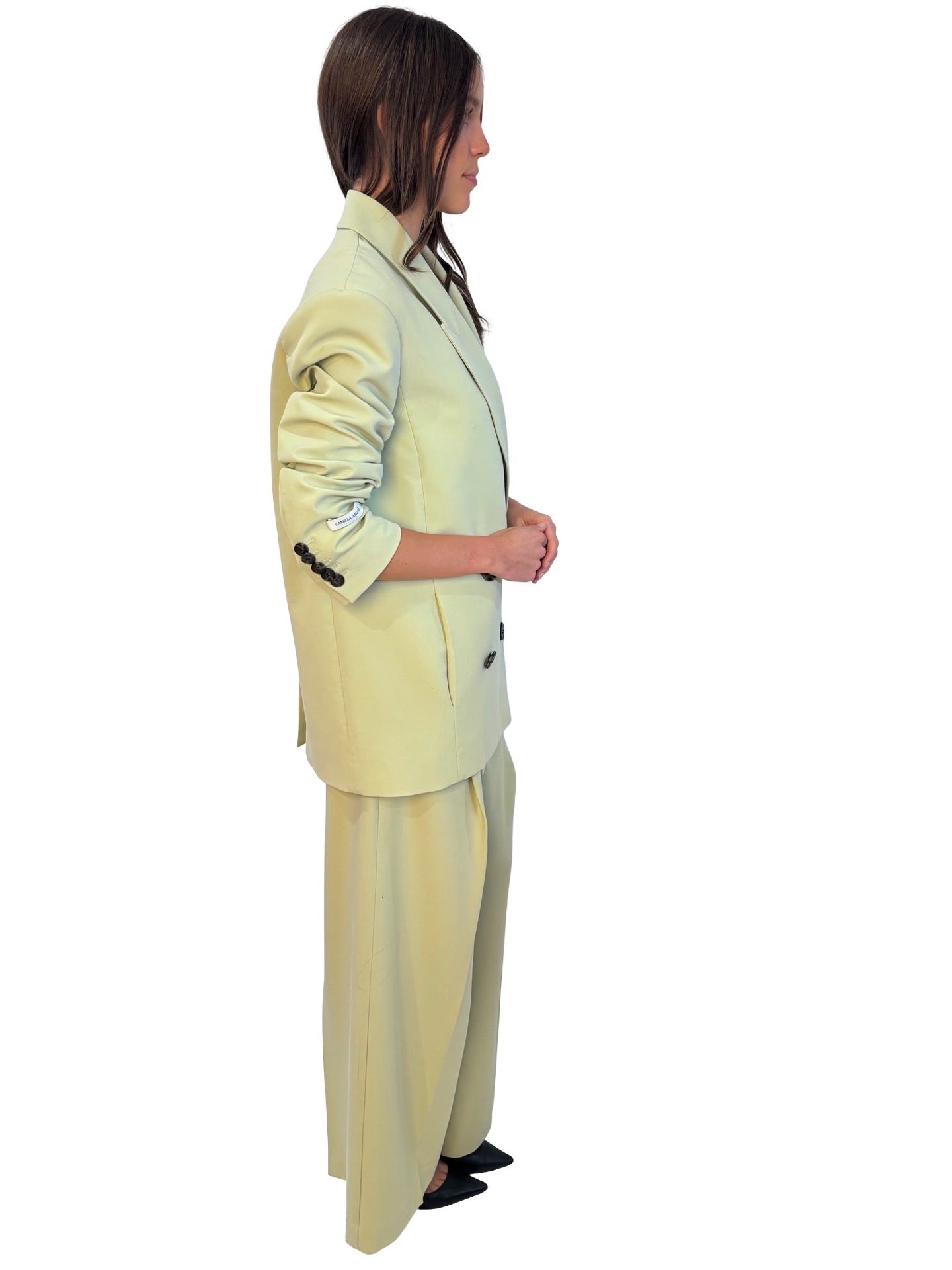 Camilla & Marc Pale Green Double Breasted Blazer & Pant Suit Set. Size: 4 & 8