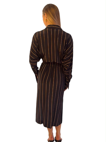 A.L.C. Black Silk Gathered Front Shirt Dress. Size: 6