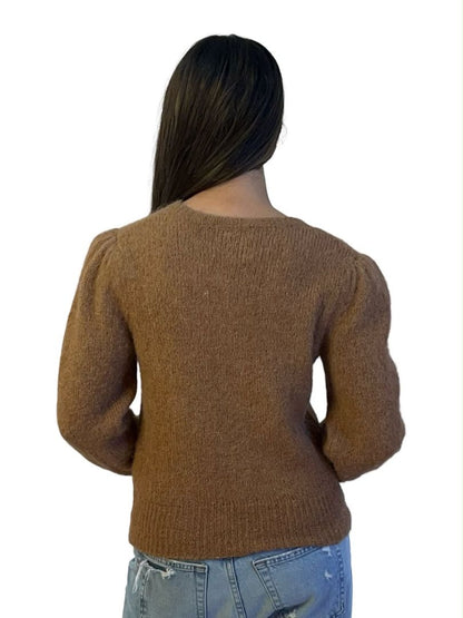 byTiMo Tan Knit Cardigan w/ Ribbed Sleeves. Size: S