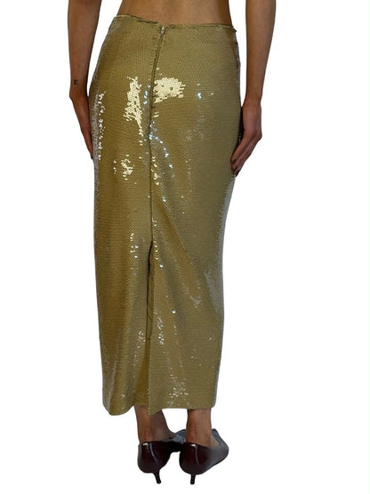 Scanlan Theodore Green Sequin Maxi Skirt. Size: 8